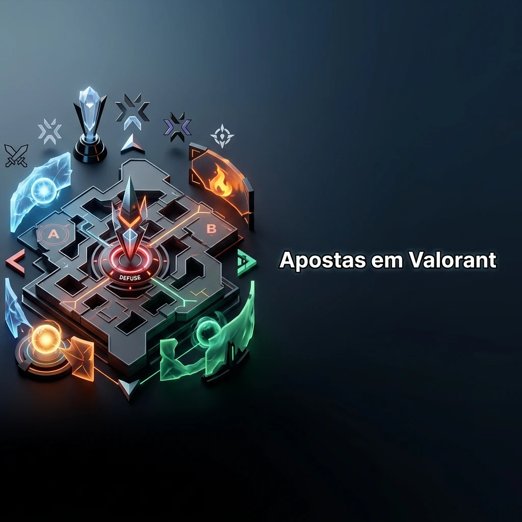 Tela com opções de apostas em Valorant: vencedor, mapas, total de rounds, handicap e ao vivo em torneios VCT