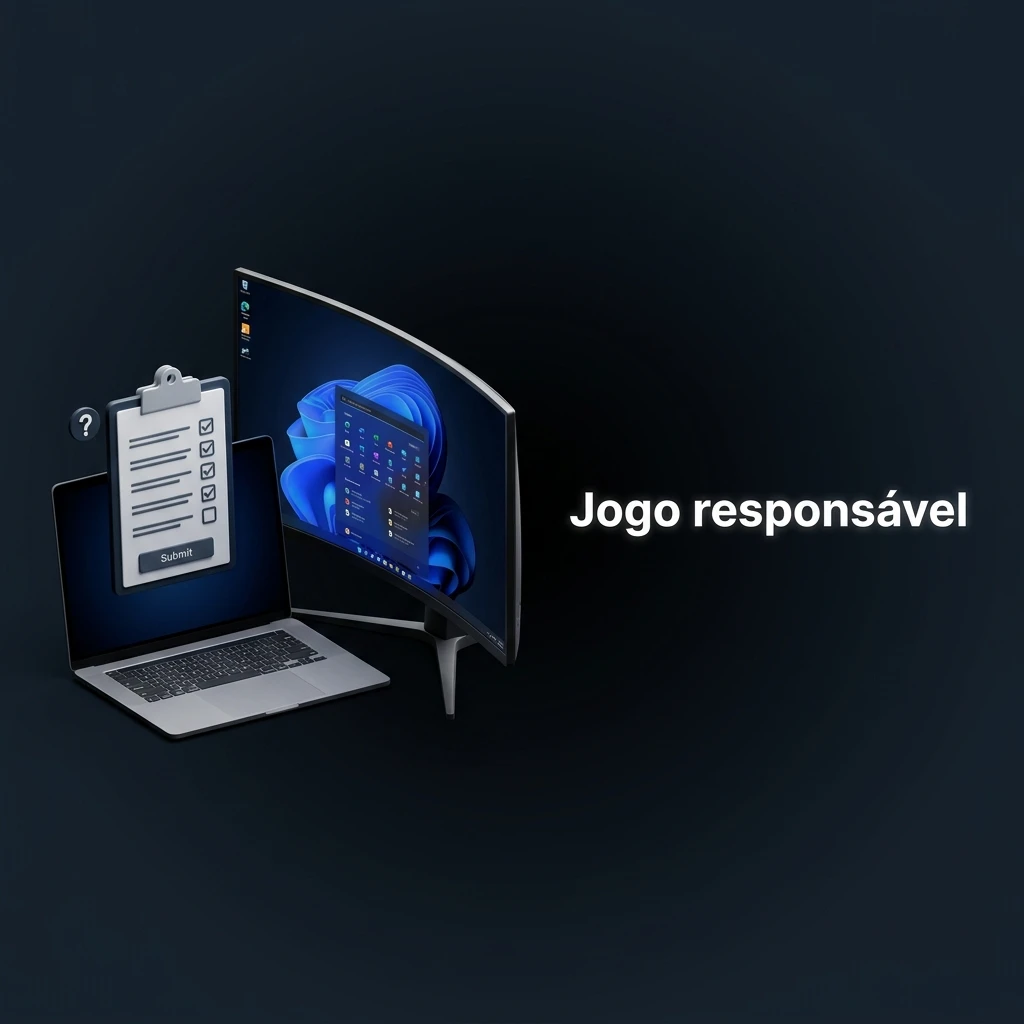 Ícone de jogo responsável com dicas: limites de depósito, tempo de sessão, pausas, autoexclusão e ajuda profissional