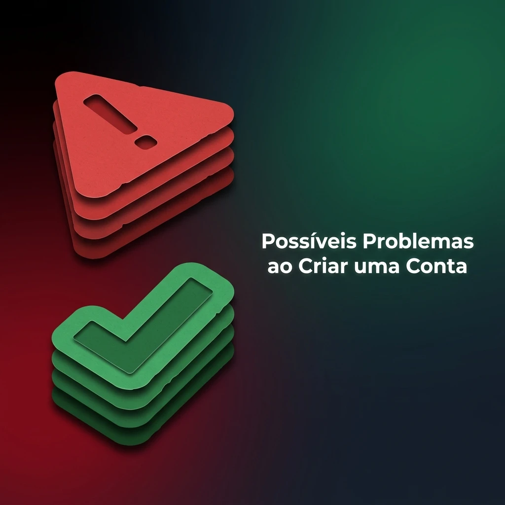 Lista de problemas ao criar conta: CPF já cadastrado, SMS/e-mail não chega, erro de documento, análise demorada, depósito ausente