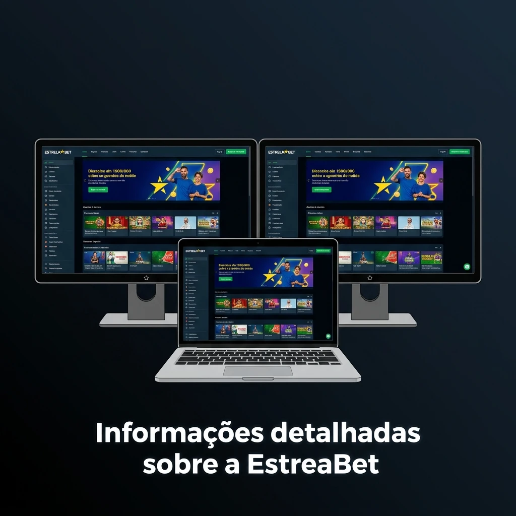 Tela com informações da EstrelaBet: segurança, apostas esportivas, cassino online e app para Android e iOS