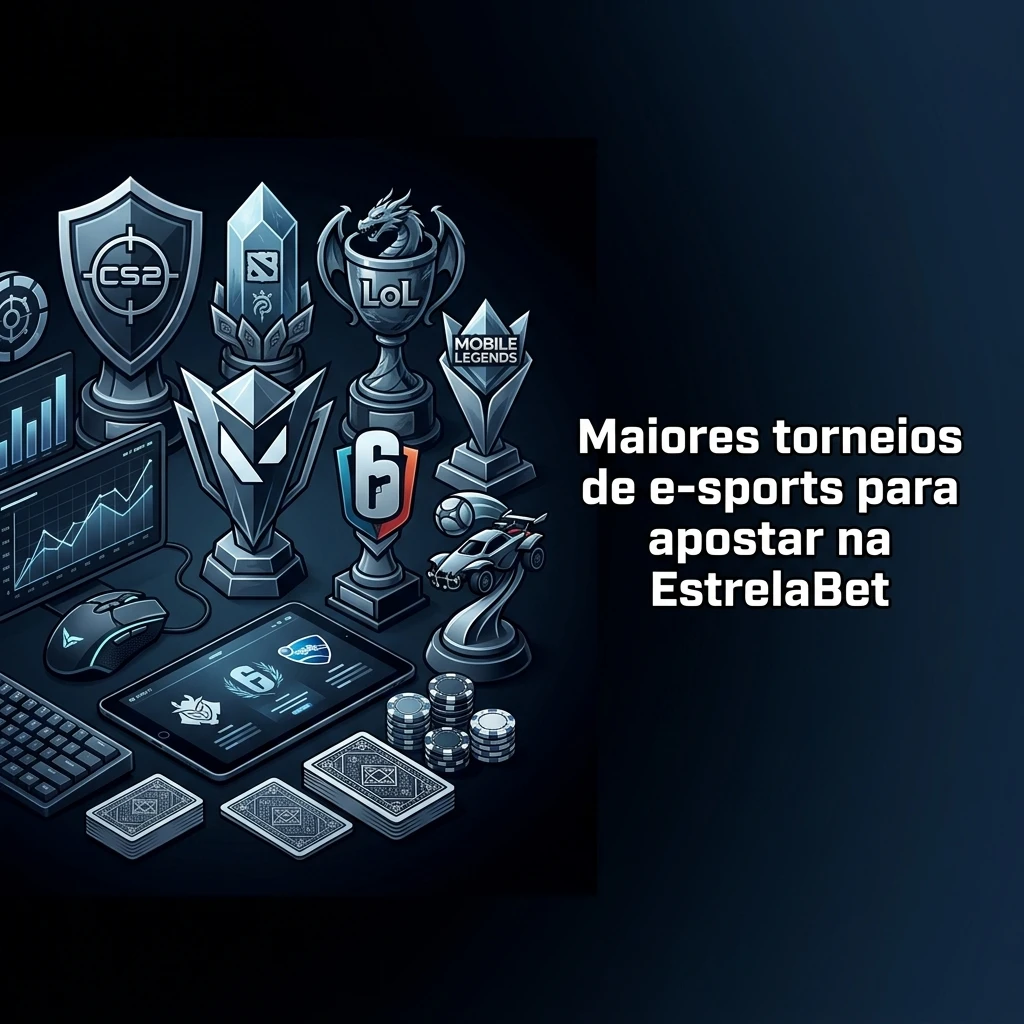 Tabela com principais torneios de e-sports para apostar na EstrelaBet por jogo, como CS2, Dota 2, LoL e Valorant